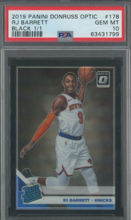 2019 Donruss Optic Rated Rookie RJ Barrett Black Prizm 1/1 RC PSA 10 GEM MINT