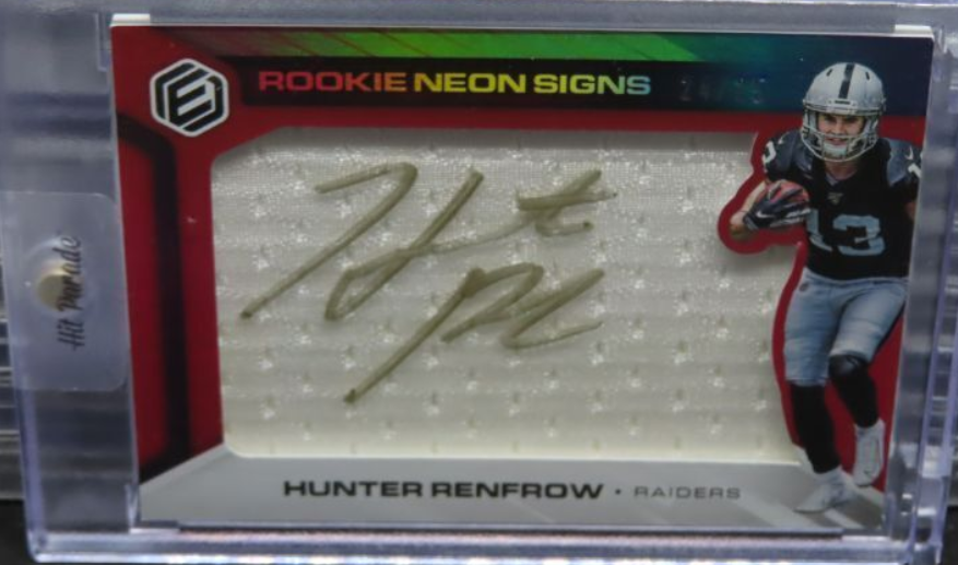 2019 Elements Hunter Renfrow Red Neon Signs RC Rookie Jersey Auto #24/25