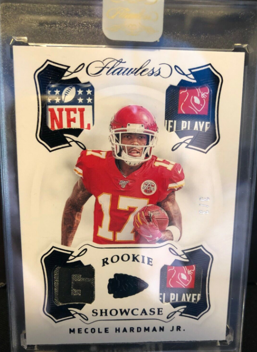 2019 Flawless MECOLE HARDMAN JR #'d 3/3!!! NFL Shield Rookie Showcase Quad Patch