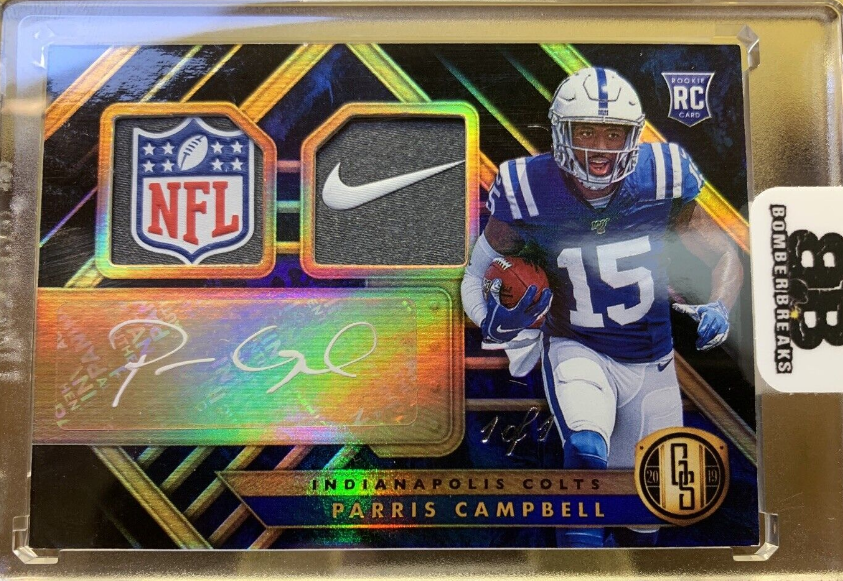 2019 Gold Stanard Colts Parris Campbell 1/1 Auto NFL Shield Nike Swoosh RC