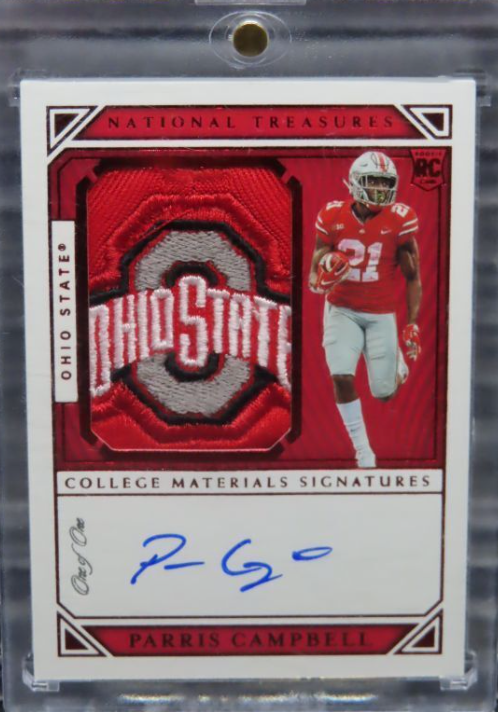 2019 National Treasures Collegiate Parris Campbell Team Logo Patch Auto RC #1/1