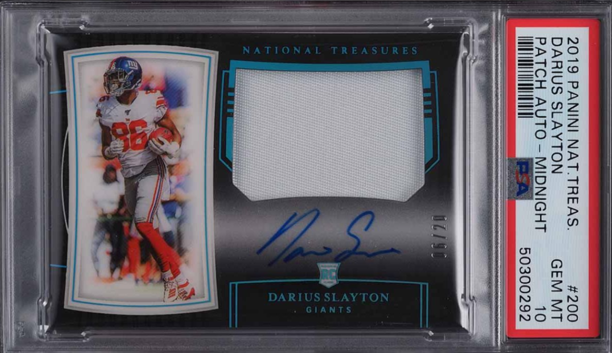 2019 National Treasures Midnight Darius Slayton RC PATCH AUTO /20 PSA 10 GEM MT