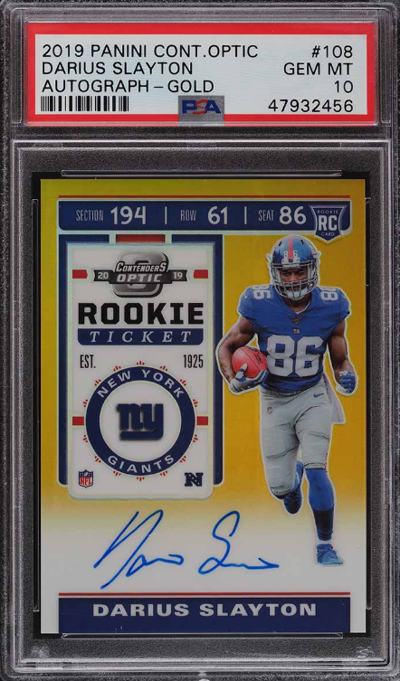 2019 Panini Contenders Optic Gold Darius Slayton ROOKIE RC AUTO /10 #108 PSA 10