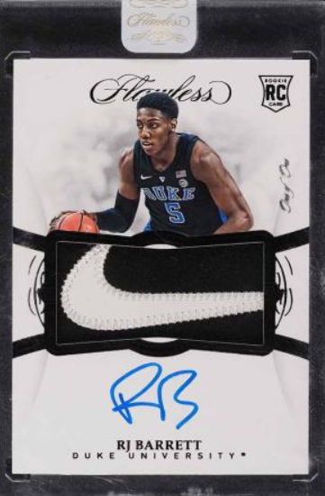 2019 Panini Flawless Collegiate Black RJ Barrett RPA ROOKIE NIKE PATCH AUTO 1/1