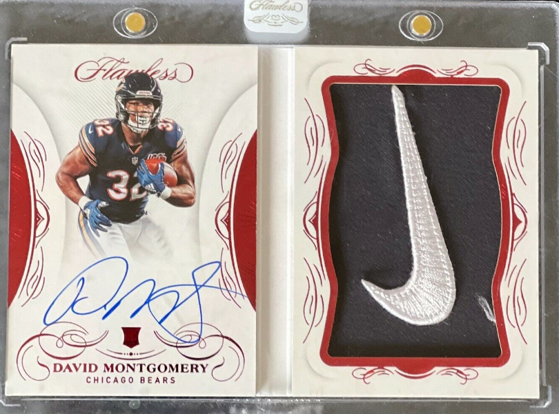 2019 Panini Flawless David Montgomery Rookie Nike Swoosh Patch Auto Booklet #2/2