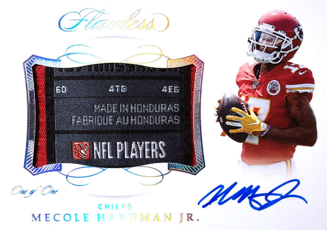 2019 Panini Flawless Mecole Hardman Jr RC RPA One of One 1/1 Laundry Tag Auto