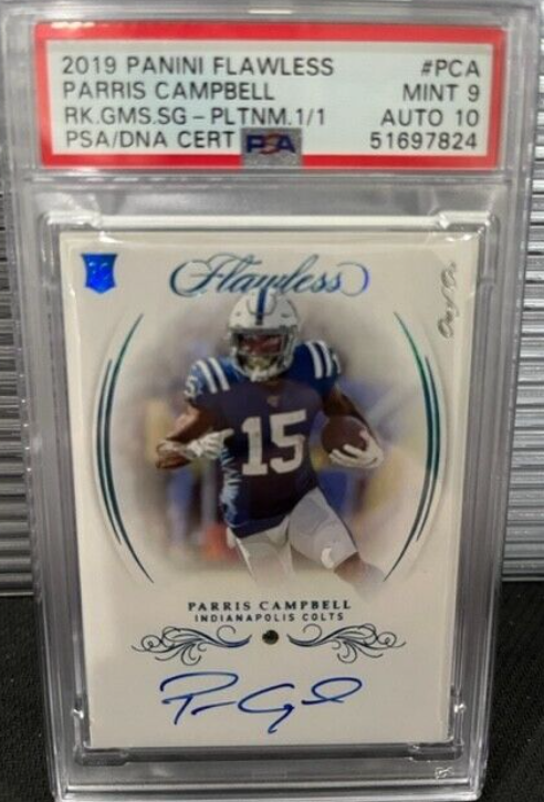  2019 Panini Flawless PARRIS CAMPBELL RC AUTO PLATINUM 1/1 PSA 9 AUTO 10