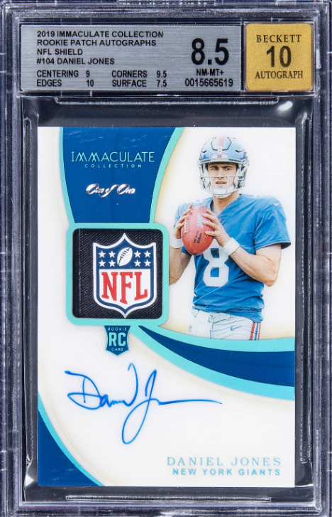 2019 Panini Immaculate Collection Rookie Patch Autograph Daniel Jones Signed Patch Rookie Card 