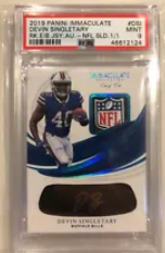 2019 Panini Immaculate Devin Singletary 1/1 NFL Shield Rookie Auto Psa 9