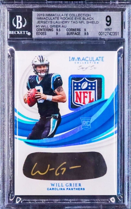 2019 Panini Immaculate Will Grier Rookie Auto True One of One 1/1 BGS 9