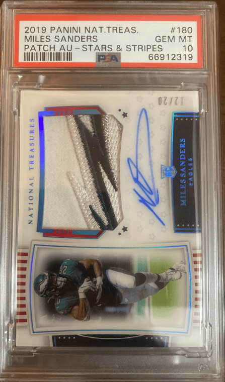 2019 Panini National Treasures Stars & Stripes RPA #180 Miles Sanders PSA 10