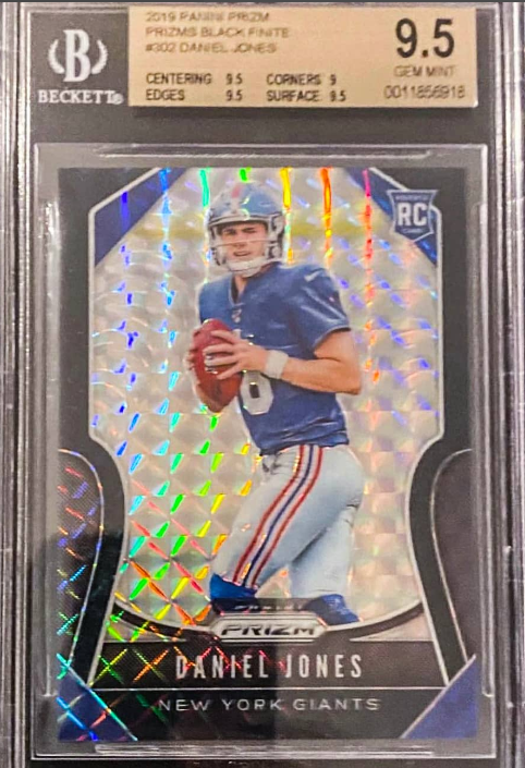 2019 Panini Prizm Black Finite Prizm #302 Daniel Jones Rookie Card (#1/1)
