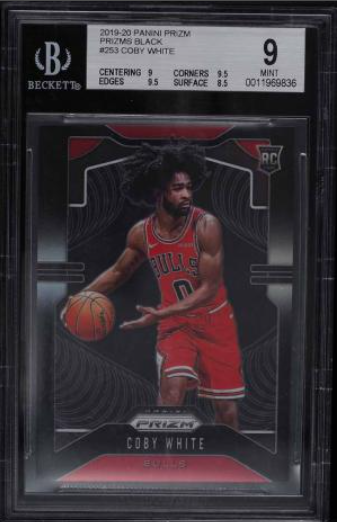 2019 Panini Prizm Black Prizms Coby White ROOKIE RC 1/1 #253 BGS 9 MINT