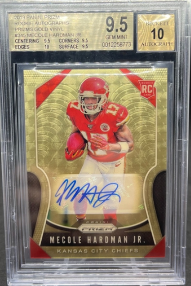 2019 Panini Prizm Rookie Autographs Prizms Gold Vinyl #345 Mecole Hardman Jr. BGS 9.5/10