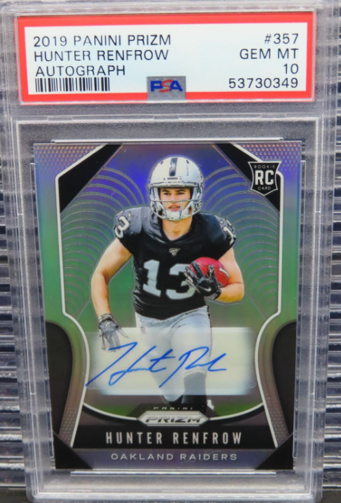 2019 Prizm Hunter Renfrow Silver Prizm Rookie Auto RC #357 PSA 10 Raiders Z990