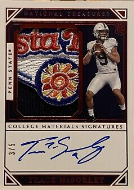 2019 Trace McSorley National Treasures Collegiate Rookie Patch Auto PSU 3/5