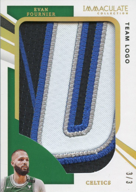 2020-21 Immaculate Team Logo Evan Fournier Jumbo 4-Color Patch 3/3 Celtics