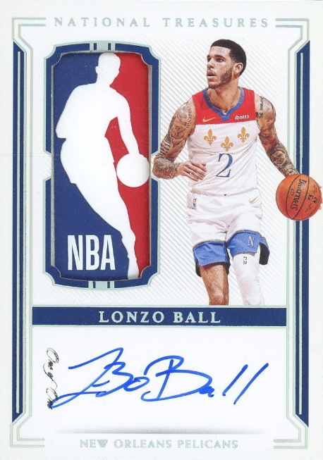 2020-21 National Treasures Lonzo Ball Pelicans NBA Logoman Patch AUTO 1/1