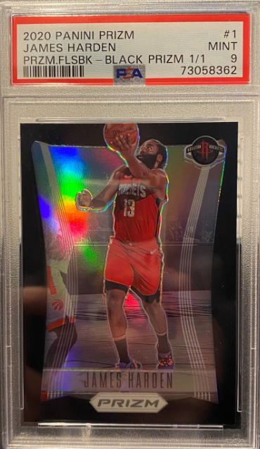 2020-21 Panini Prizm James Harden 1/1 Black Flashback #1 PSA 9 Rockets