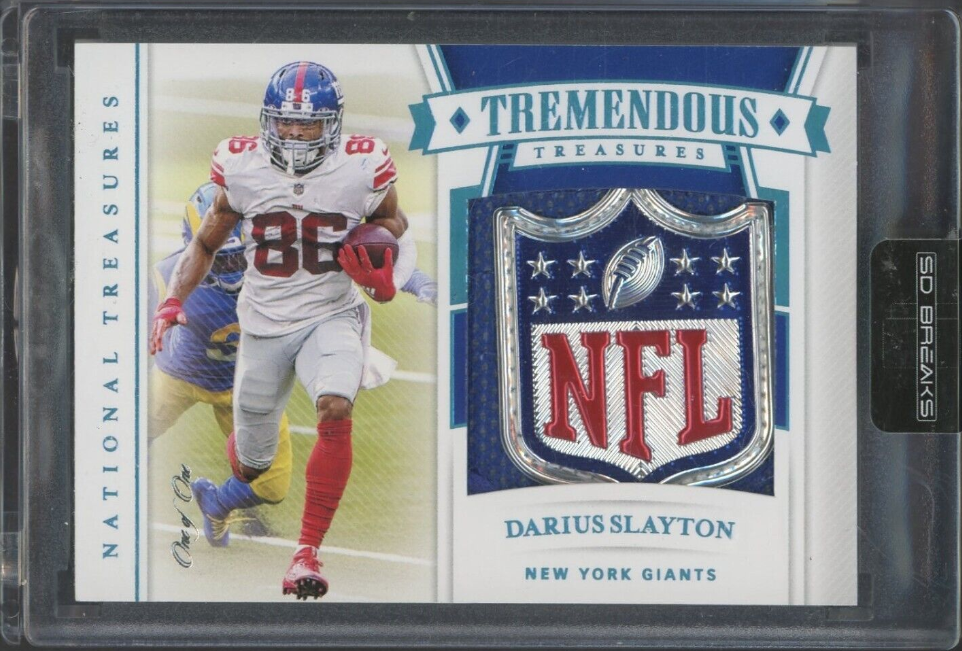 2020 National Treasures Platinum Tremendous Darius Slayton NFL Shield Patch 1/1