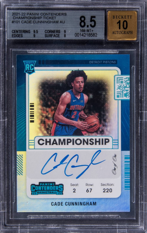 2021-22 Panini Contenders Championship Ticket #101 Cade Cunningham Signed Rookie Card