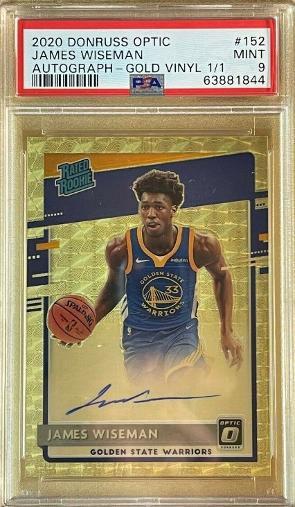 2021 Gold Vinyl 1/1 Prizn James Wiseman PSA Mint 9 Optic Rated Rookie Auto Pop 1