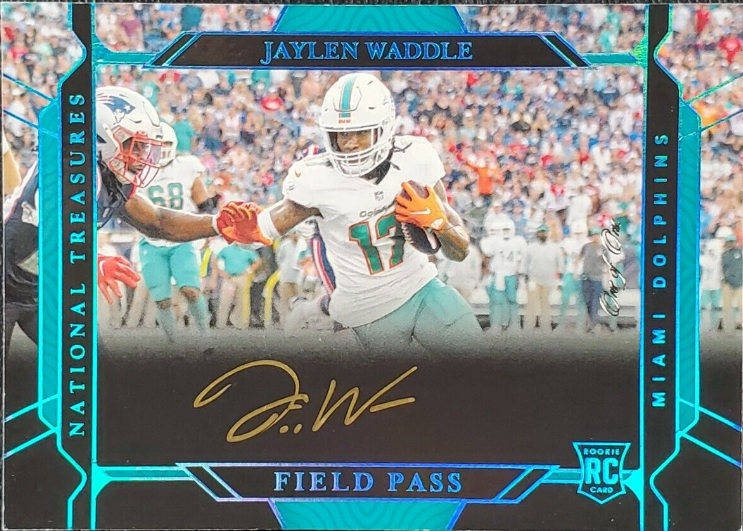 2021 National Treasures Jaylen Waddle 1/1 Platinum Field Pass Rookie RC AUTO