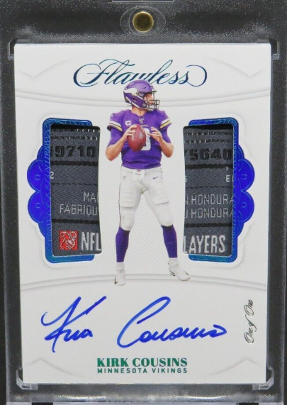 2021 Panini Flawless Kirk Cousins NFL Player Tag Patch Auto 1/1 Vikings LC