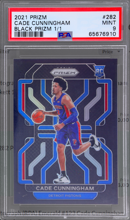 2021 Panini Prizm Black Prizm Cade Cunningham #282 PSA 9 1/1