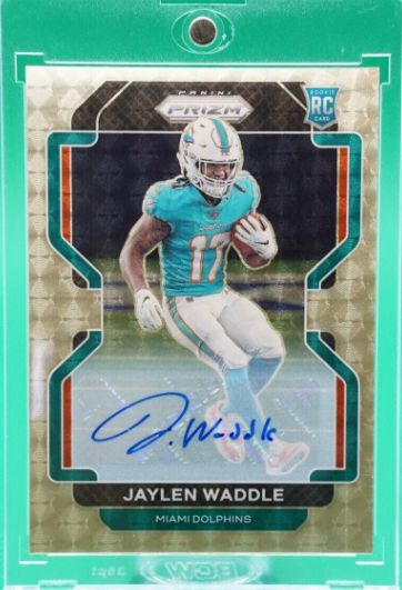 2021 Prizm Rookie Autographs Prizm Gold Vinyl /5 #338 Jaylen Waddle Auto