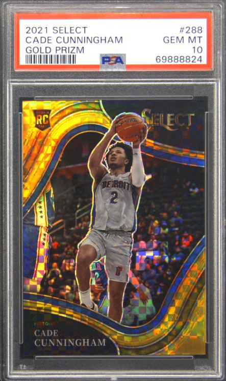 2021 Select Courtside #288 Cade Cunningham Gold Prizm RC 10/10 - POP 1 PSA 10