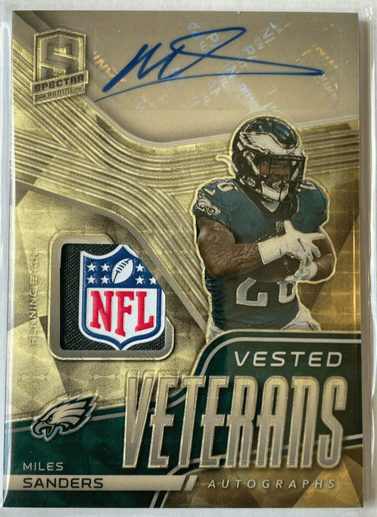 2021 Spectra Football Miles Sanders 1/1 Vested Veterans Auto Eagles Ssp