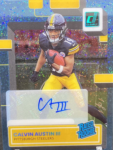 2022 Clearly Donruss Calvin Austin III Steelers RC Platinum Holo Auto 1/1