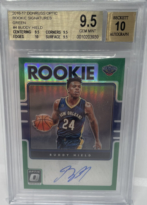 Buddy Hield 2016-17 Optic Basketball Rookie RC Auto Green /5 BGS 9.5+/10