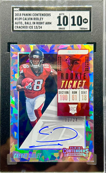 Calvin Ridley 2018 Contenders Rookie Ticket Cracked Ice Auto /24 SGC 10/10