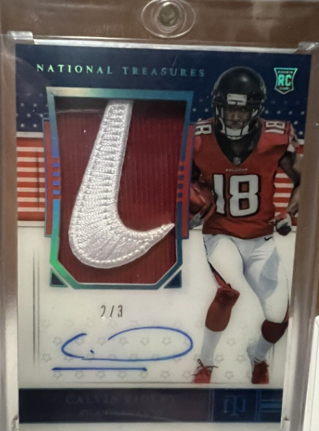 Calvin Ridley 2018 National Treasures Stars and Stripes Auto RPA Nike Swoosh