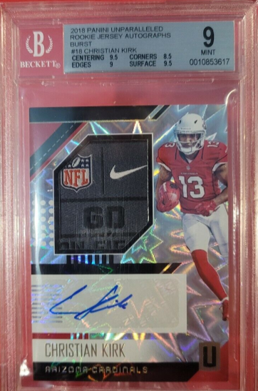 Christian Kirk 2018 Panini Unparalleled Jersey Auto Nfl Shield Nike Tag 1/1