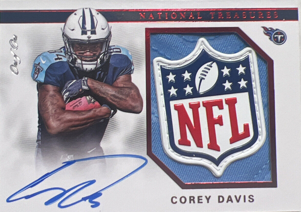 Corey Davis 2017 National Treasures NFL Shield RC Patch Auto RPA #ed 1/1