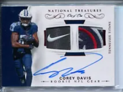 Corey Davis 2017 Panini National Treasures Nike Logo PATCH Autograph AUTO #1/1