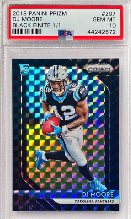 DJ Moore 2018 Prizm Black Finite 1/1 RC #207 PSA 10 Gem Mint