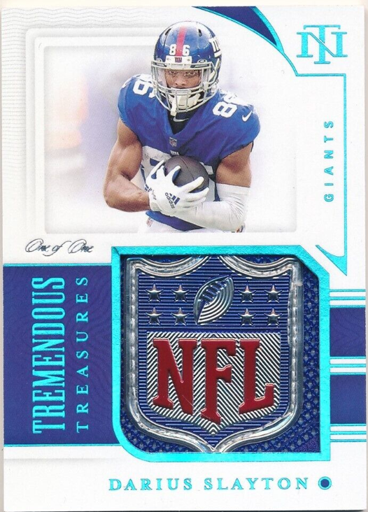 Darius Slayton 2021 National Treasures Tremendous NFL Shield Logo Patch SP 1/1