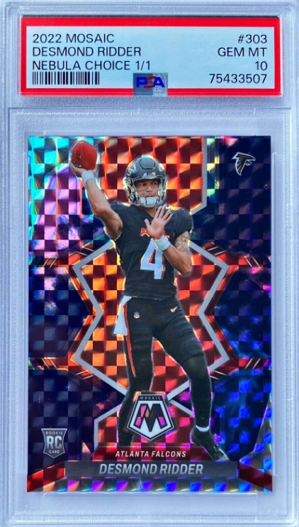 Desmond Ridder 2022 Panini Mosaic RC Nebula Choice Prizm #1/1 PSA 10 GEM