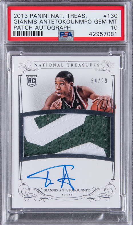 2013/14 National Treasures Giannis Antetokounmpo Signed Patch Rookie Card