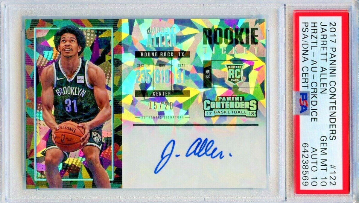 Jarrett Allen Rc 2017 Contenders Cracked Ice Rookie Ticket Auto /20 PSA 10 Dual