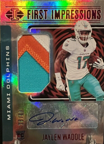 Jaylen Waddle 2021 Illusions Rookie Patch Auto /99 Dolphins