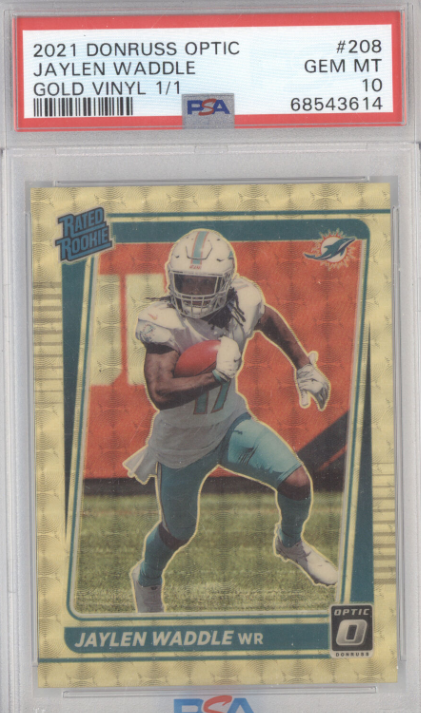 Jaylen Waddle 2021 Panini Donruss Optic Gold Vinyl Rated Rookie Rc 1/1 PSA 10