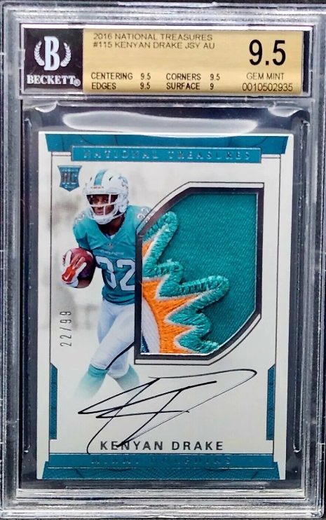 Kenyan Drake RC 2016 National Treasures Rookie Auto Patch #' /99 RPA BGS 9.5