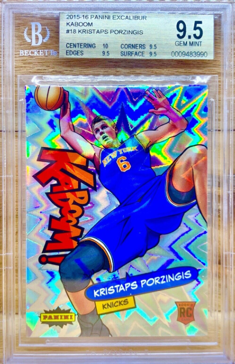 Kristaps Porzingis 2015-16 Panini Excalibur RC KABOOM SP BGS 9.5 True Gem