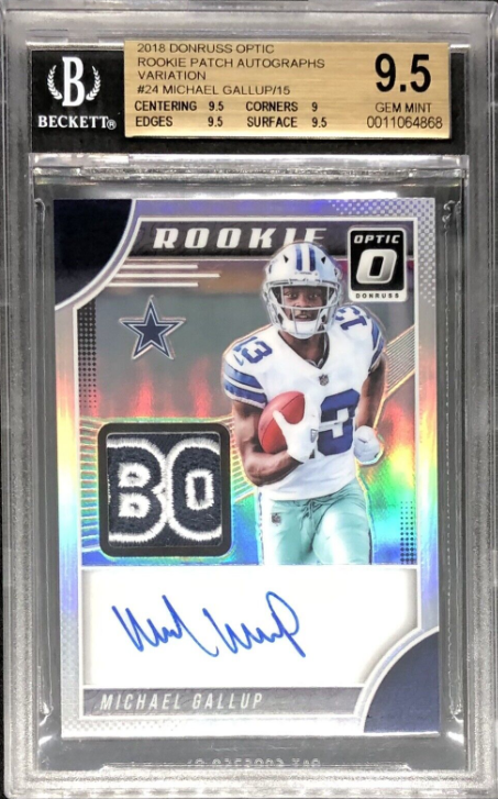 Michael Gallup Rookie 2018 Optic Prizm Auto #13/25 JRSY # 1/1 BGS 9.5