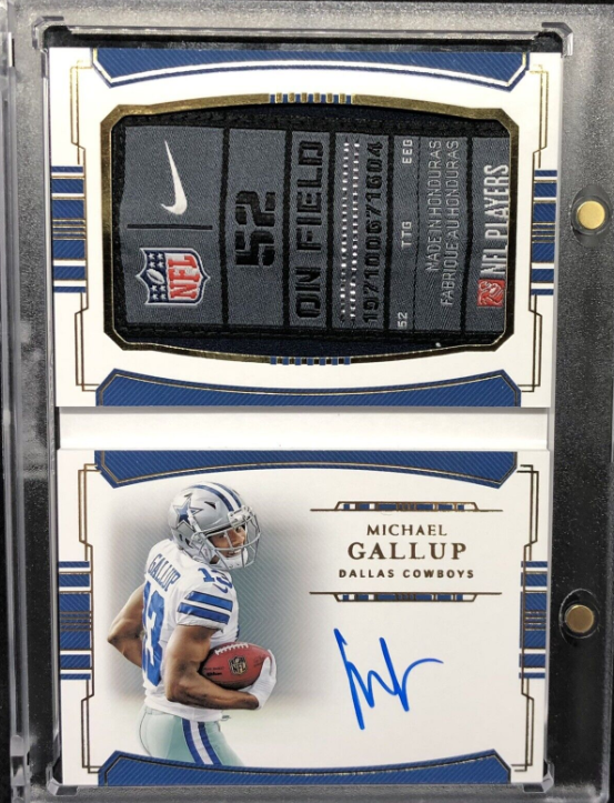 Michael Gallup Rookie Auto 2018 National Treasures Tag Patch Nike #1/5 eBay 1/1